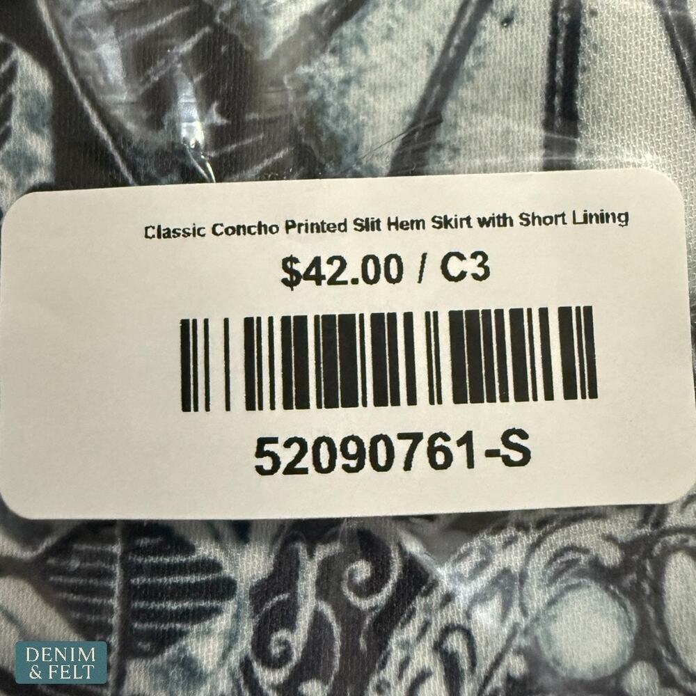 NEW Lucky & Blessed Concho Print Maxi Skirt Turquoise Black Western Rodeo Boho - Picture 4 of 5